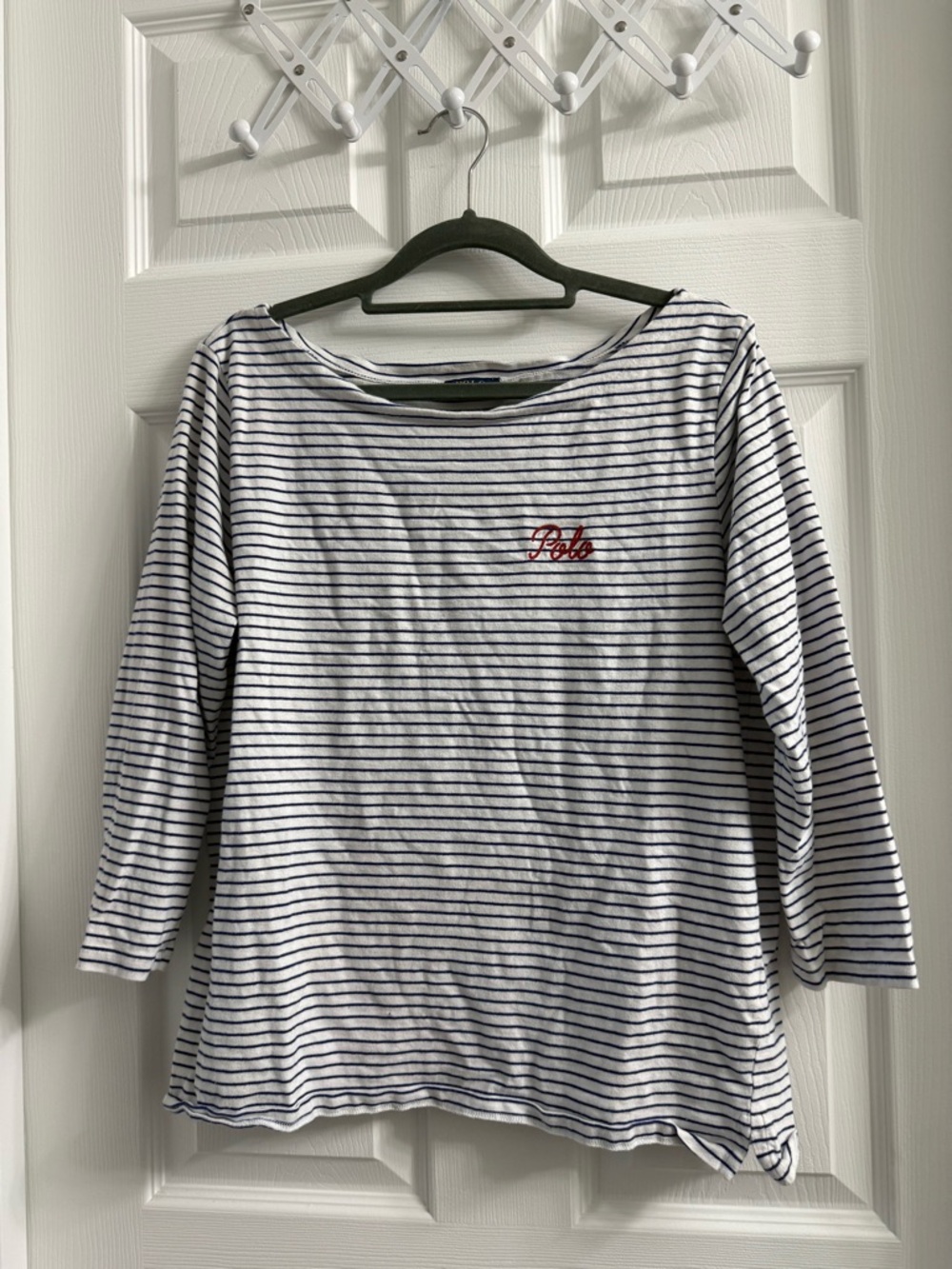Polo Ralph Lauren Women's Striped Boat Neck 3/4 Sleeve Top Size L